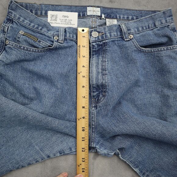 Calvin Klein Jeans Pants Womens 14 Blue Denim Flat Front Pockets High Rise - Picture 4 of 16